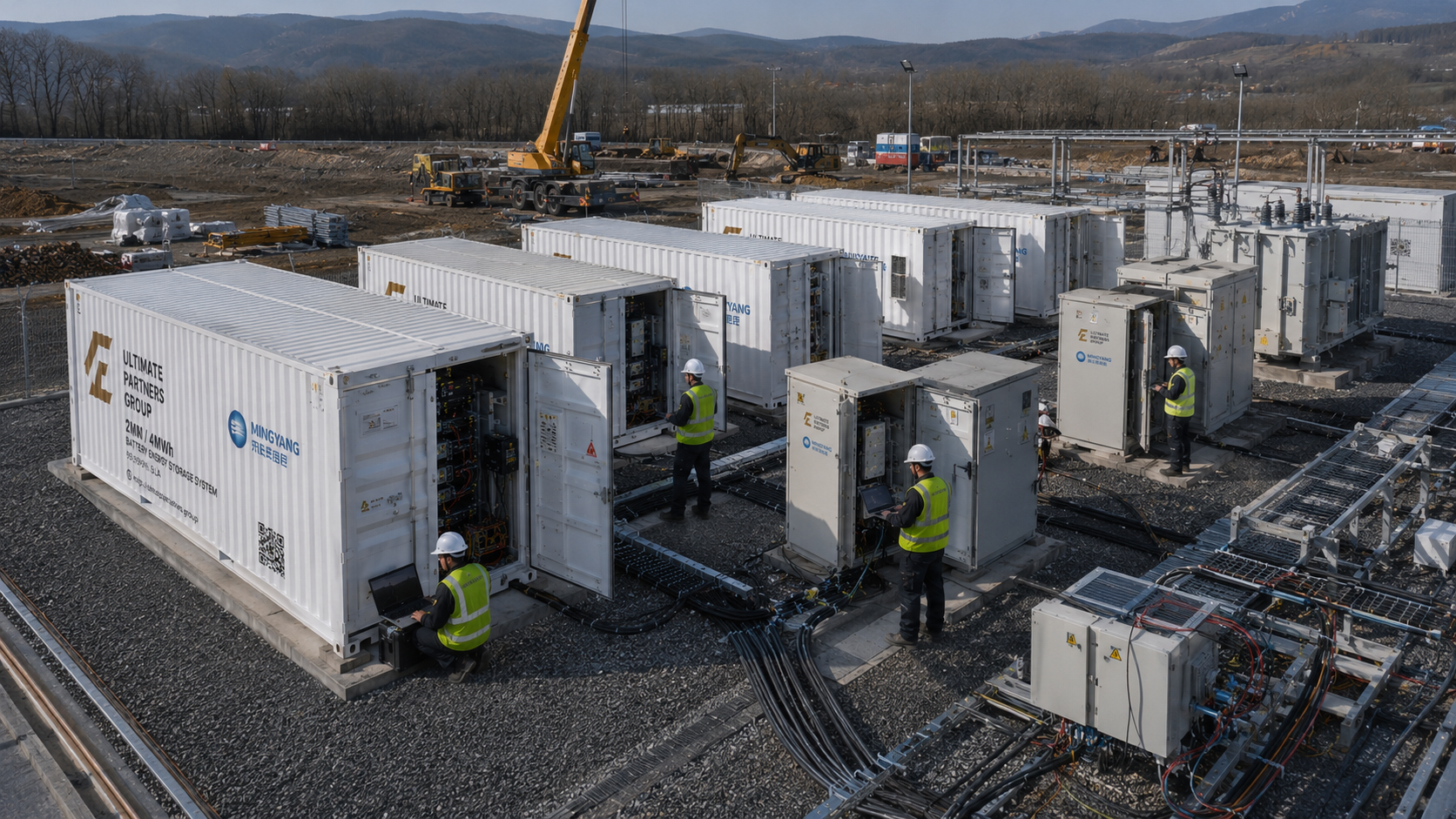 20 MW 40 MWh battery energy storage site with multiple Ultimate Partners Group BESS containers